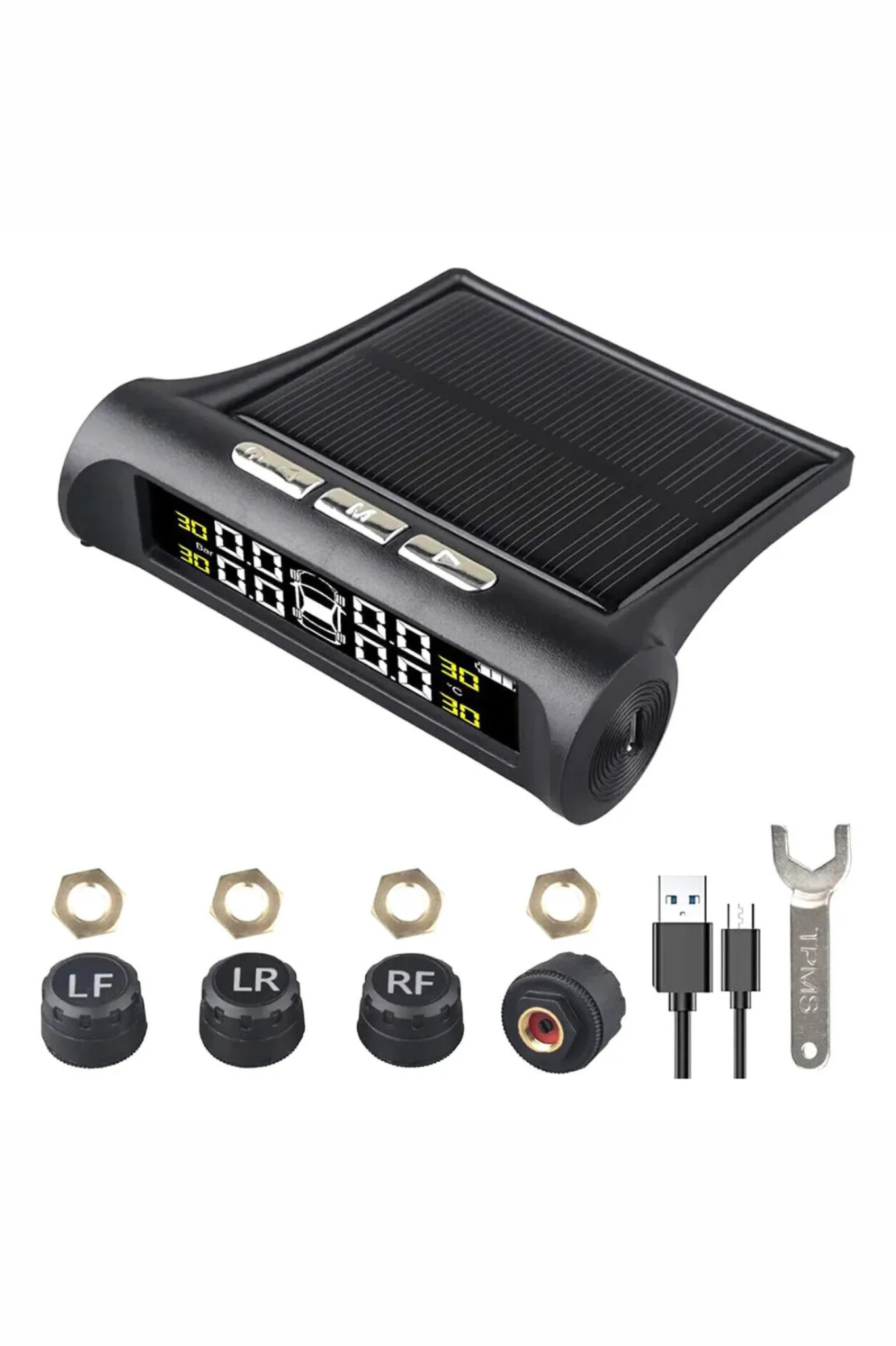 Medidor Sensor Digital Presión Neumáticos Auto Solar Blockr